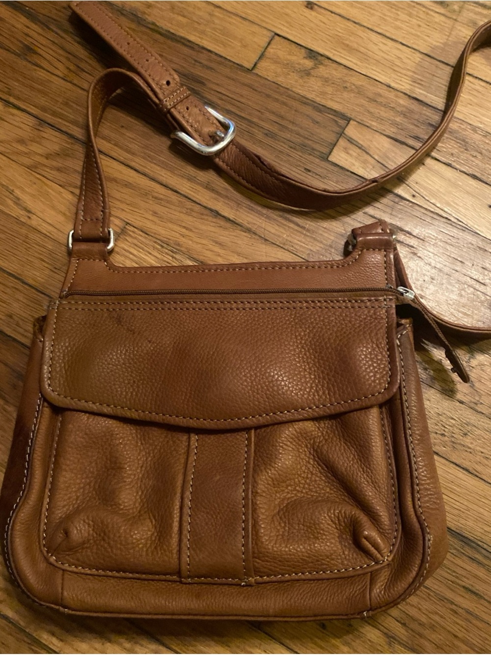 Vintage Y2K Fossil Tan Pebbled Leather Crossbody Bag